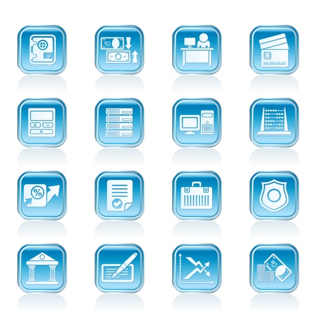 bank, business, finance and office icons - vector icon setのイラスト素材