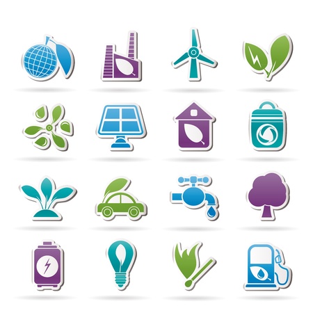 Green, Environment and ecology Icons - vector icon setのイラスト素材
