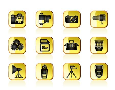 Photography equipment and tools icons - vector icon setのイラスト素材