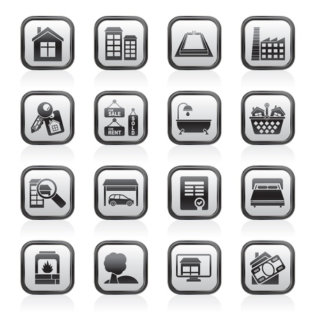 Real Estate objects and Icons - Vector Icon Setのイラスト素材