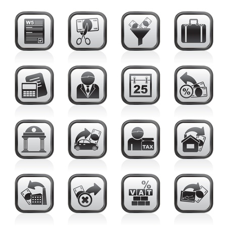 Taxes, business and finance icons - vector icon setのイラスト素材