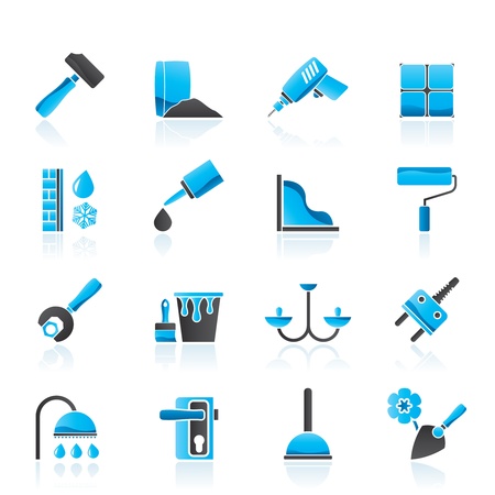 Construction and building equipment Iconsのイラスト素材