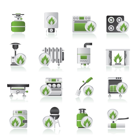 Household Gas Appliances icons - vector icon setのイラスト素材