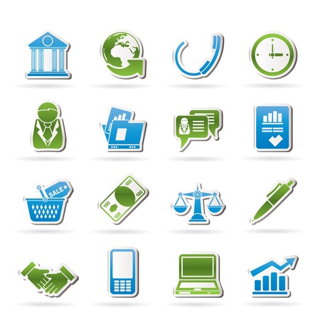 Business and office objects iconsのイラスト素材
