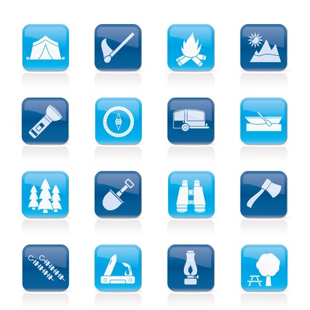Camping, travel and Tourism icons のイラスト素材
