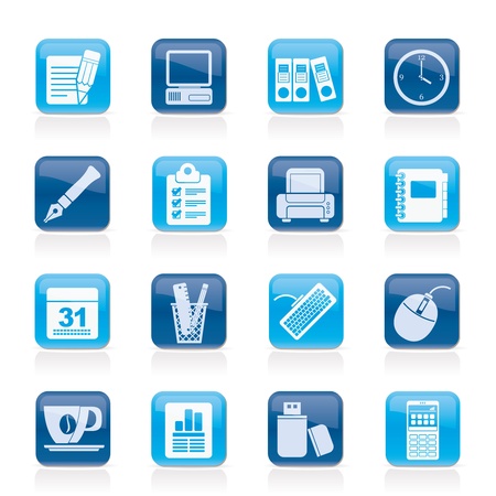 Business and office equipment icons - vector icon setのイラスト素材