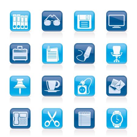 Business and office objects icons - vector icon setのイラスト素材