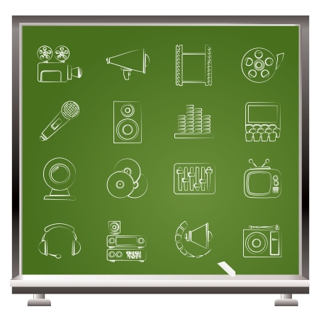 Audio and video icons - vector icon setのイラスト素材