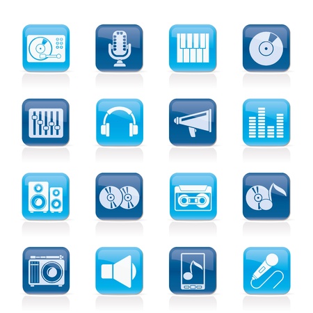 Music and audio equipment icons - vector icon setのイラスト素材