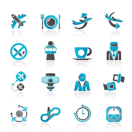 Aircraft,  airport and Plane Icons のイラスト素材