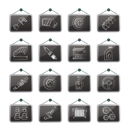 Detailed car parts icons - vector icon setのイラスト素材