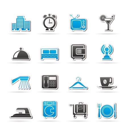 Hotel, motel and travel icons - vector icon setのイラスト素材