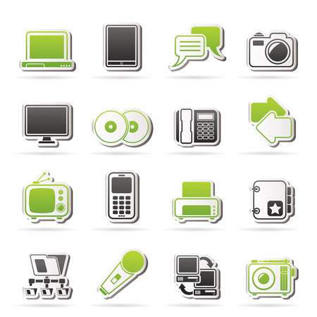 Communication and connection technology icons - vector icon setのイラスト素材