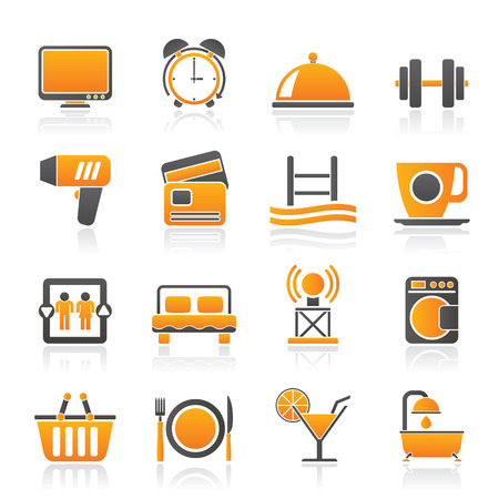 Hotel and Motel facilities icons - vector icon setのイラスト素材