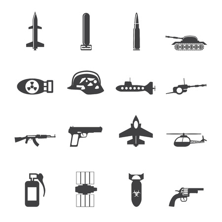Silhouette Simple weapon, arms and war icons - Vector icon setのイラスト素材