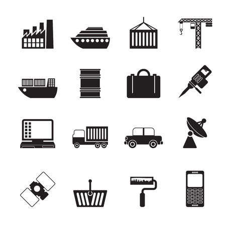 Silhouette Industry and Business icons - vector icon setのイラスト素材
