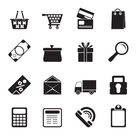 Silhouette Online shop icons - vector  icon setのイラスト素材