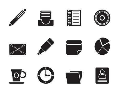 Silhouette Office   Business Icons - Vector icon Set のイラスト素材