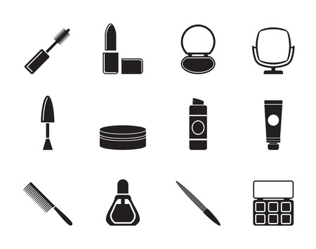 Silhouette cosmetic and make up icons - vector icon set のイラスト素材