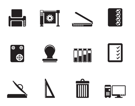 Silhouette Print industry Icons - Vector icon setのイラスト素材