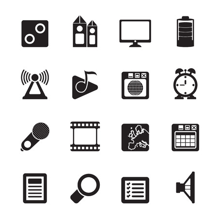 Silhouette Mobile phone  performance, internet and office icons - vector icon set のイラスト素材