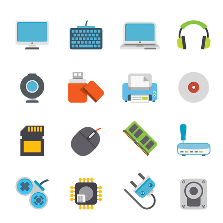 Computer peripherals and accessories icons のイラスト素材