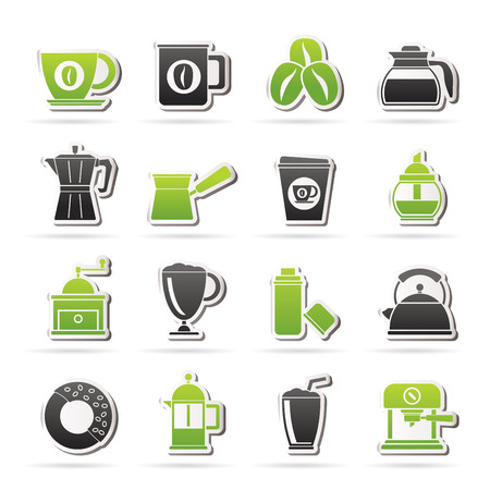 different types of coffee industry iconsのイラスト素材