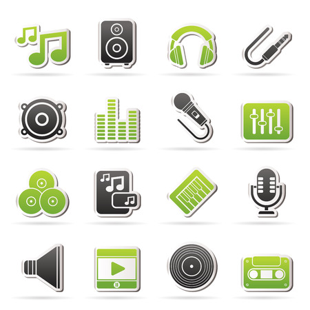 Music, sound and audio icons - vector icon setのイラスト素材