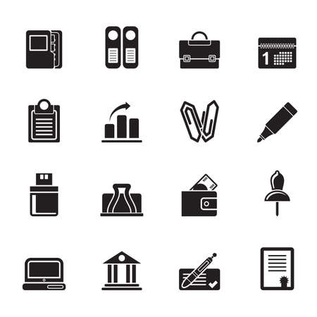Silhouette Business, Office and Finance Icons - Vector Icon Setのイラスト素材