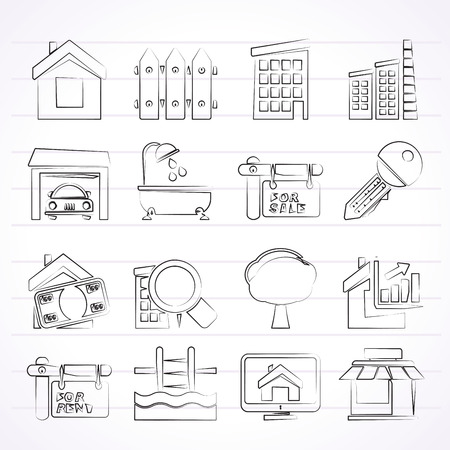 Real Estate Icons - Vector Icon Setのイラスト素材