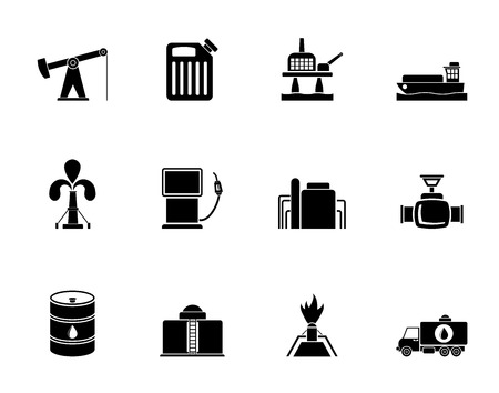 Silhouette Oil and petrol industry icons - vector icon setのイラスト素材