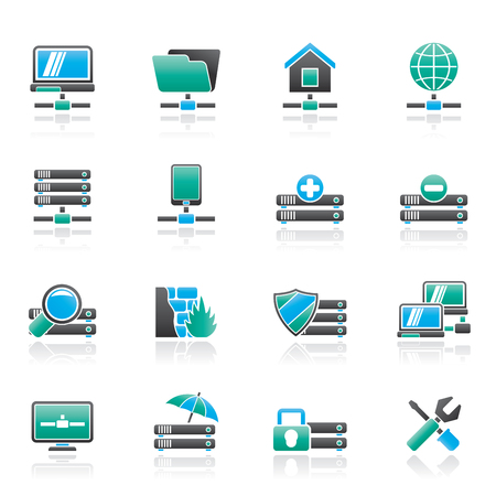 server, hosting and internet icons のイラスト素材
