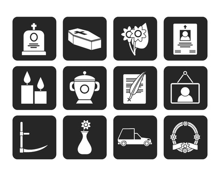 Silhouette funeral and burial iconsのイラスト素材