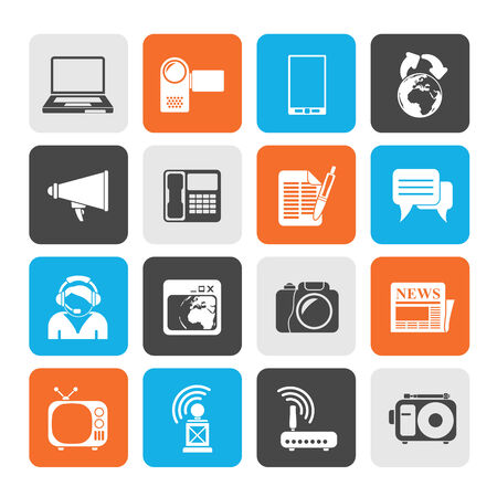 Silhouette Communication and Technology icons のイラスト素材