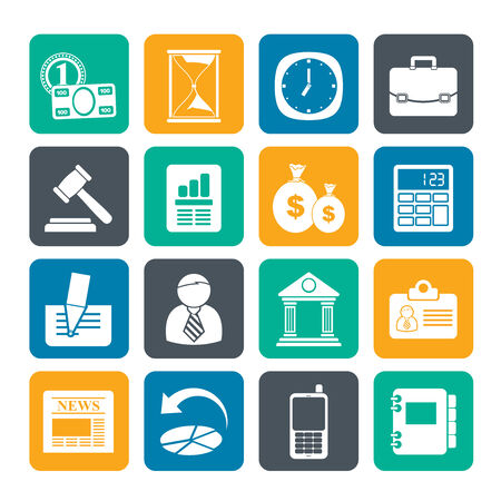 Silhouette Business, Office and Finance Icons - Vector Icon Setのイラスト素材