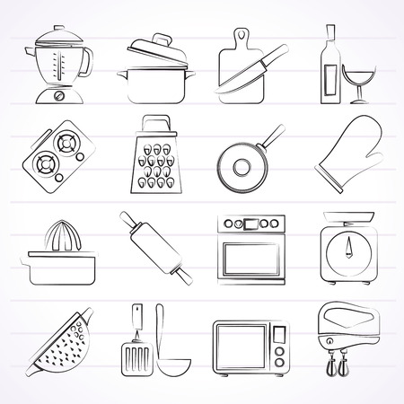 cooking tools icons - vector icon setのイラスト素材