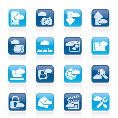 cloud services and objects icons - vector icon setのイラスト素材