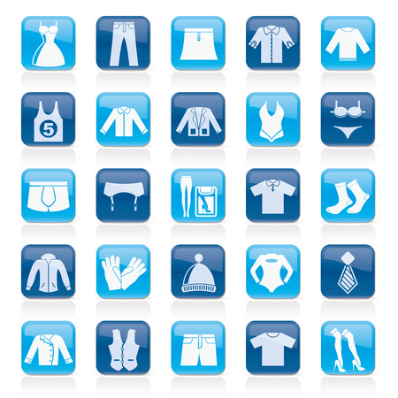 Clothing and Fashion collection icons - vector icon setのイラスト素材