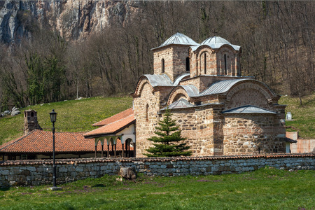 Panorama of medieval Poganovo Monastery of St. John the Theologian, Serbiaの写真素材