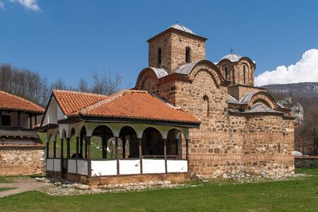 Panorama of medieval Poganovo Monastery of St. John the Theologian, Serbiaの写真素材