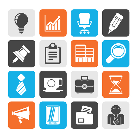 Silhouette Business and office icons - vector icon setのイラスト素材