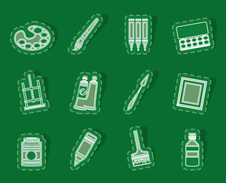 painter, drawing and painting icons -  vector icon setのイラスト素材
