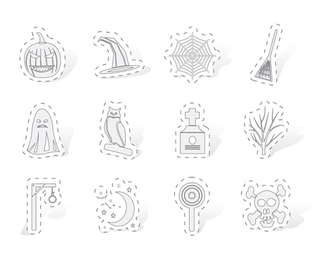 halloween icon pack  with bat pumpkin witch ghost hat  vector icon setのイラスト素材