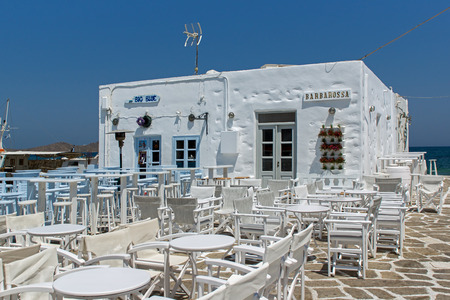 Restaurant in Naousa town Paros island Cycladesの写真素材