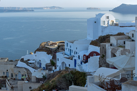 Town of Oia Santorini Tira Island Cycladesの写真素材