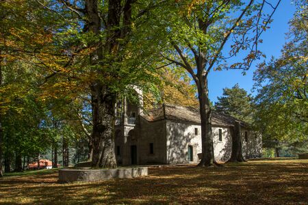 Church and Park in Town of Metsovo Epirus Greeceの写真素材