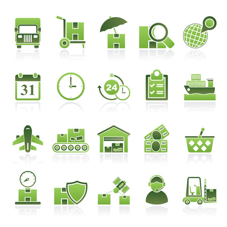 Cargo shipping and Logistics   vector icon setのイラスト素材