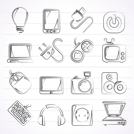 Electronic Devices objects icons  vector icon setのイラスト素材