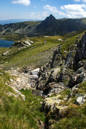 The Twin The Seven Rila Lakes Rila Mountain Bulgariaの写真素材