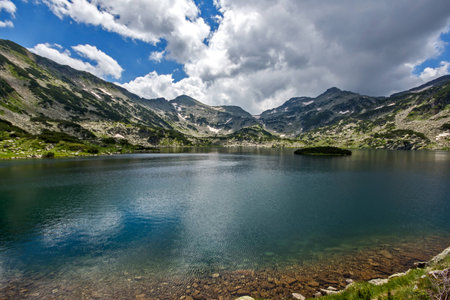 Bulgaria Rila Rila Mountains Landscape Bulgaria photos  Lake Mountain Lakes The The Seven Rila Lakes Mountain  Recreation Tourism Water Nature hut lodging Trail Route  outdoor tree clear green travel view destination  sunny scenery grass sun mountaineerinの写真素材